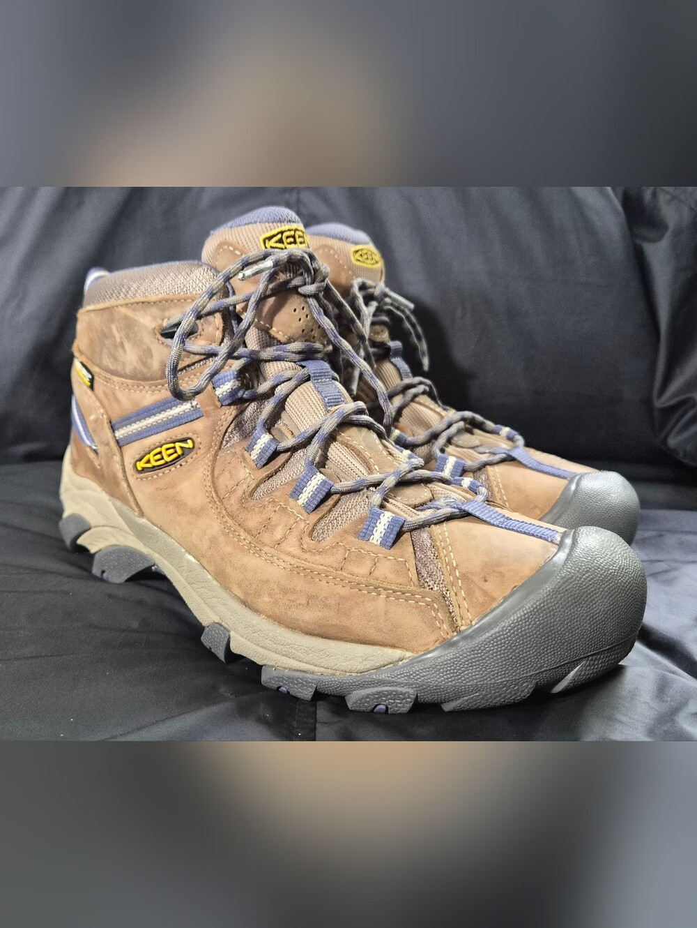 Women's KEEN Targhee II Mid Waterproof Hiking Boots "Goat/Crown Blue" Sz. 11